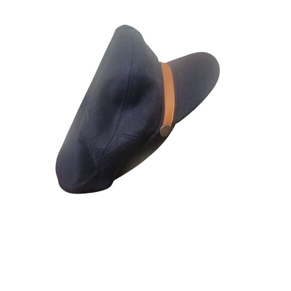 Universal Thread Navy Newsboy Cap With Tan Faux Leather Band - Picture 2 of 5